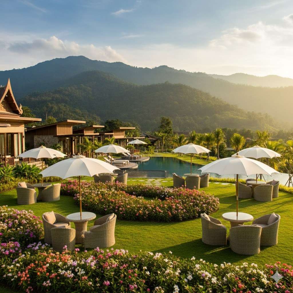 ร่มสนามผ้าดิบ ภาพที่2 ร่มสนามผ้าดิบ ร่มสนามเชียงใหม่